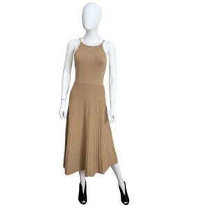 NWT Banana Republic Ribbed Knit Halter Midi Dress Camel Neutral S